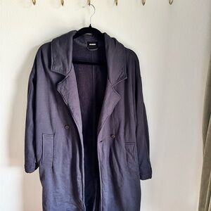 Quiet Luxury Monrow Navy Blue Trench Coat 100% cotton in size small